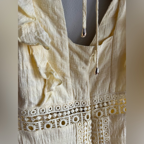 Audrey Parks x Francescas Yellow Eyelet Ruffle Mini Dress Cotton Sundress Size M - Picture 6 of 7